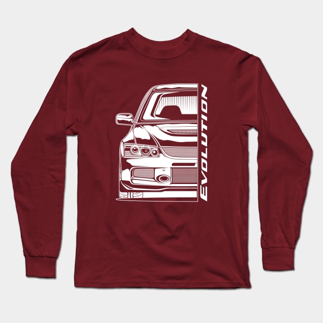 Lancer Evolution 9 (White Print) Long Sleeve T-Shirt by cturs